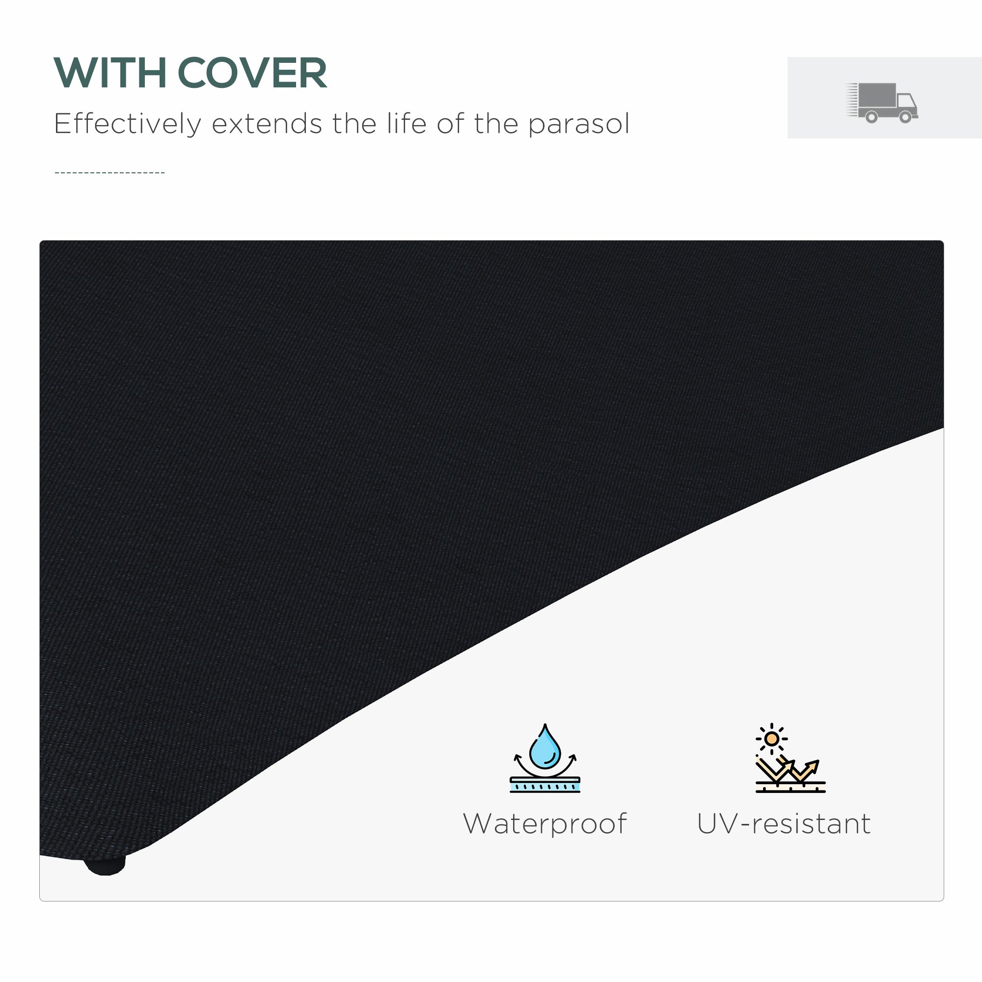 Outsunny 3(m) Solar LED Cantilever Parasol - Black