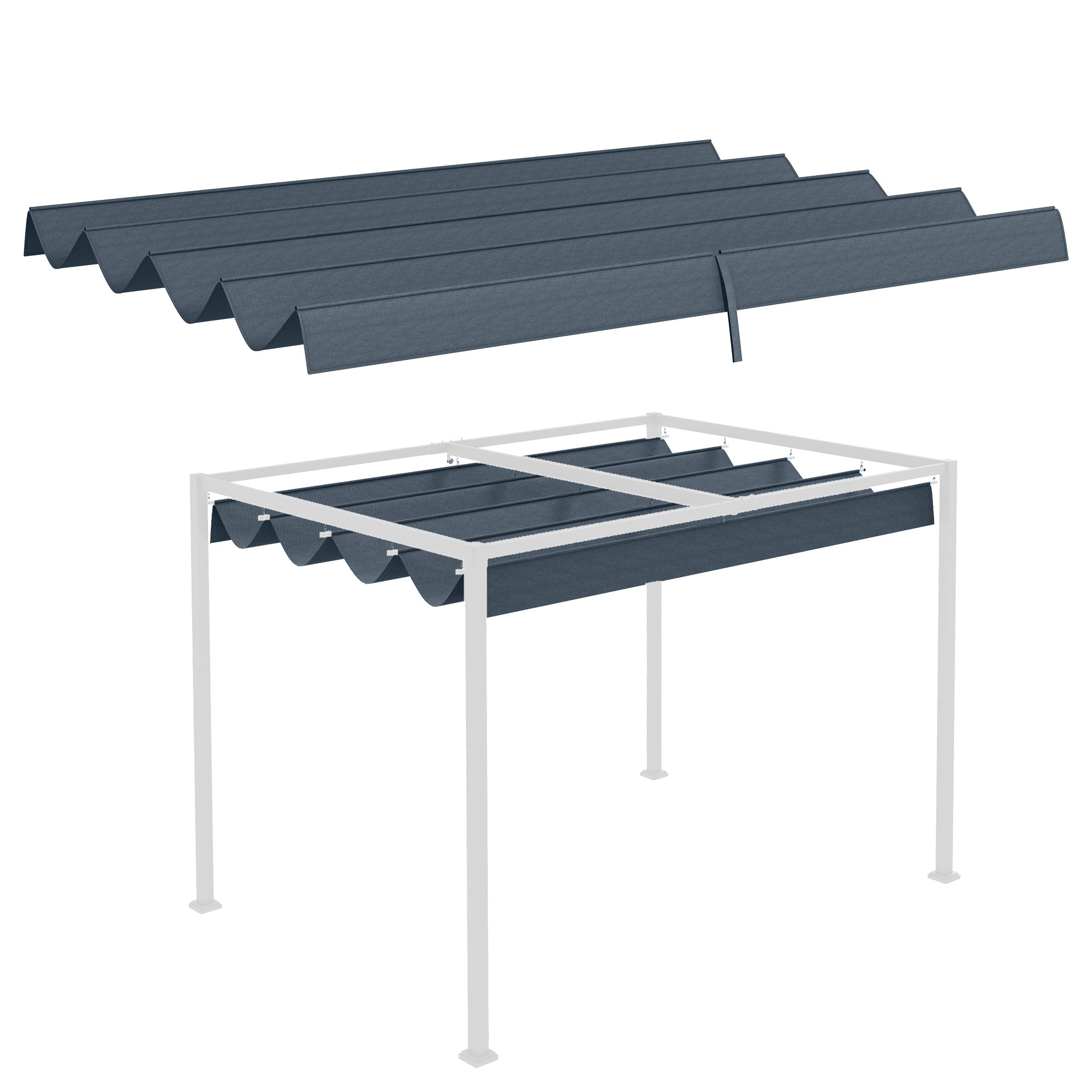 Outsunny Pergola Roof, Retractable Sun Shade Cover for 2.85 x 2m Pergola, UV30+ Protected, Dark Grey