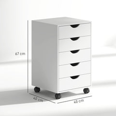 HOMCOM Five-Drawer Filing Cabinet - White