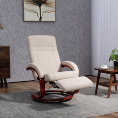 HOMCOM 135 degrees Manual Reclining Swivel Chair, with Footrest - Beige