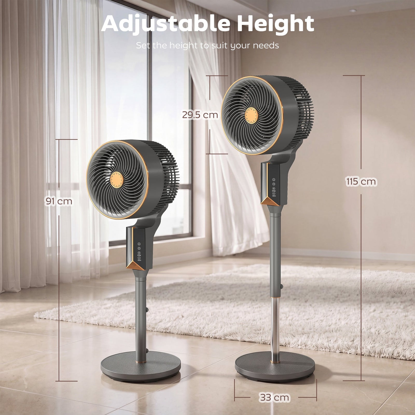 HOMCOM 20 dB Silent Standing Fan for Bedroom, 46" Pedestal Fan with Remote, 85° Oscillating, 8 Speeds