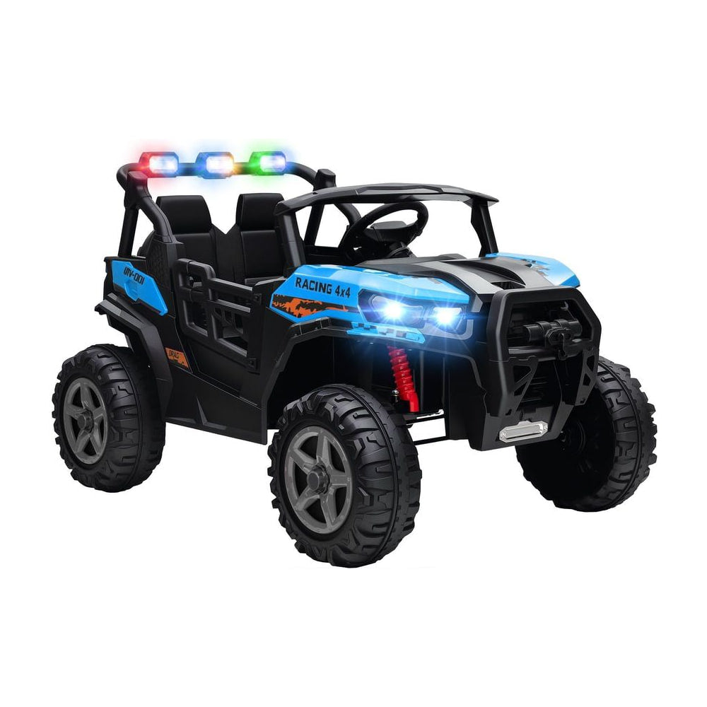 AIYAPLAY 24V Electric Ride on Car, 2-Seater Electric Car for Kids with Remote, Bluetooth, Soft Start, Suspension Spring, Blue