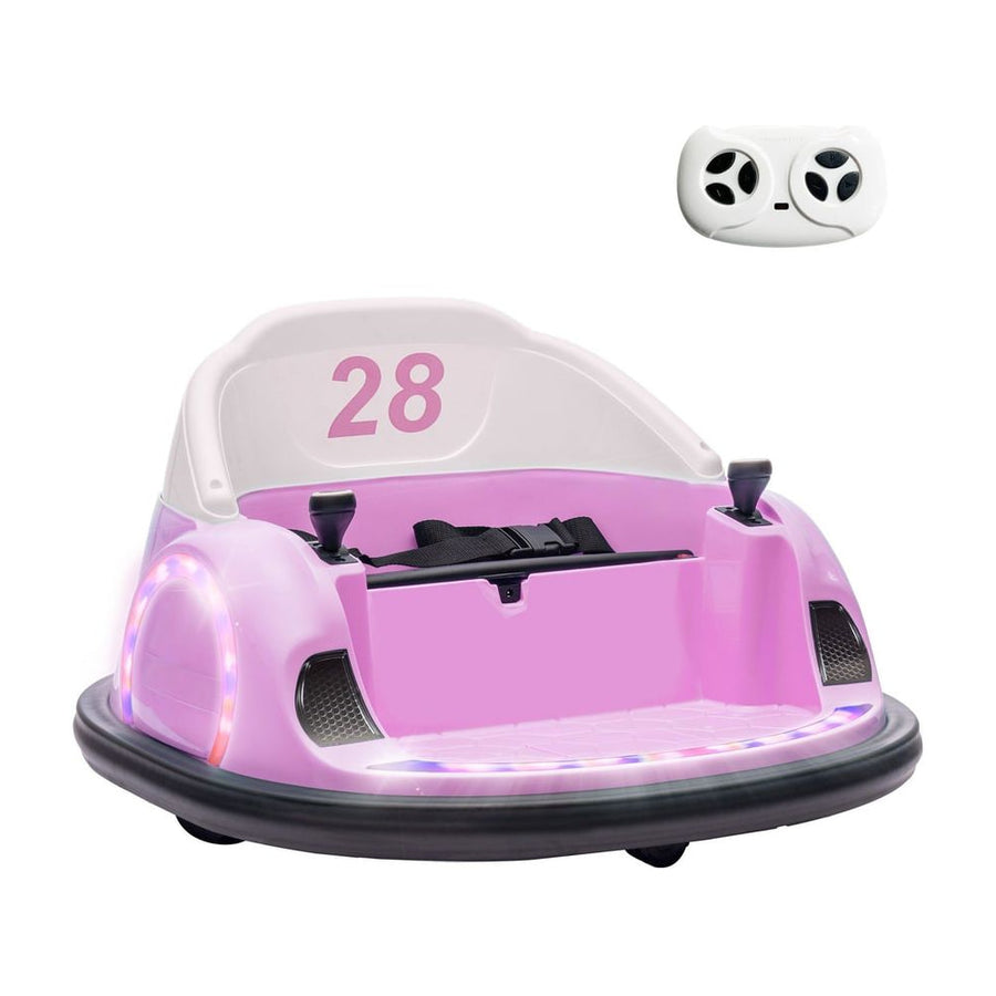 AIYAPLAY 360° Rotation Kids Bumper Car in pink with lights and remote control