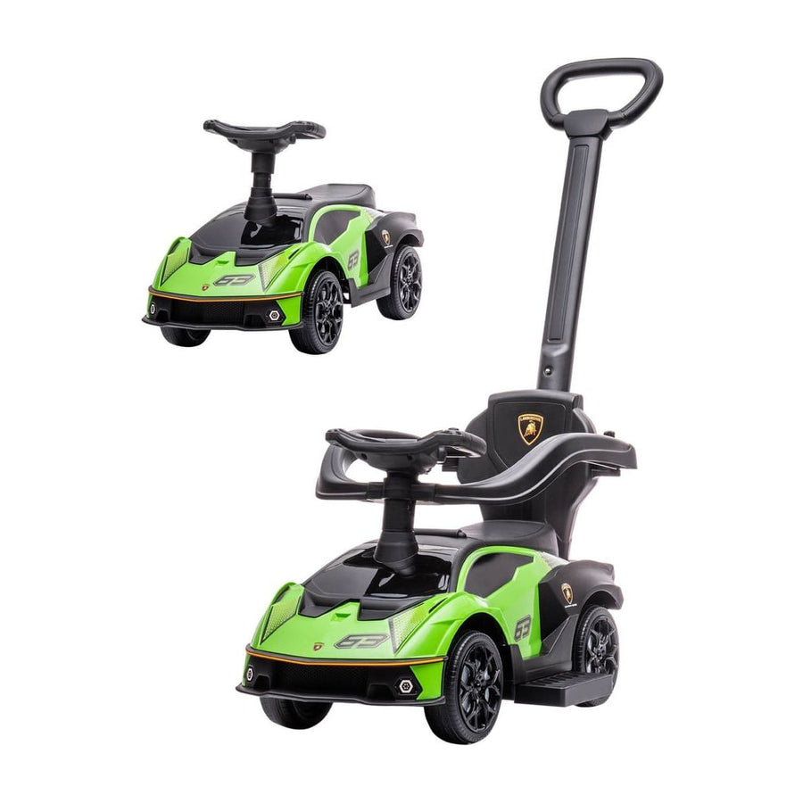 AIYAPLAY Kids 2-In-1 Lamborghini Ride-On and Stroller in Green