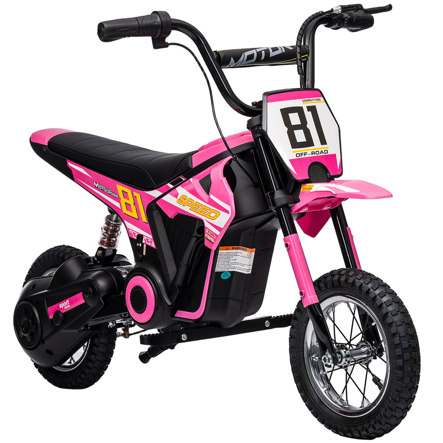 AIYAPLAY Kids Electric Motorbike in pink with black handlebars and off-road tyres