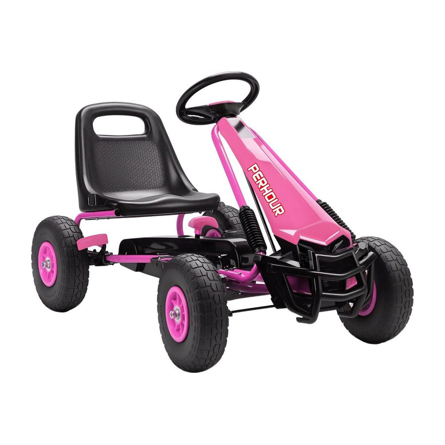 AIYAPLAY Kids Pedal Go Kart with Adjustable Seat in Pink