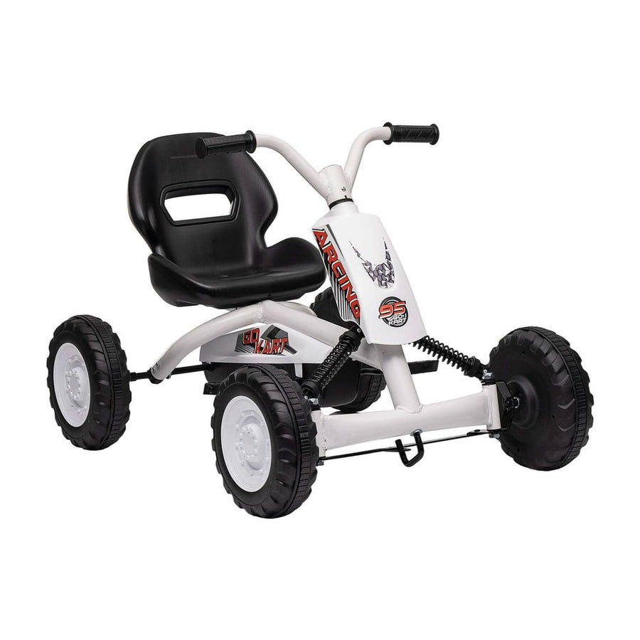 AIYAPLAY Kids Pedal Go Kart with Steel Frame in White