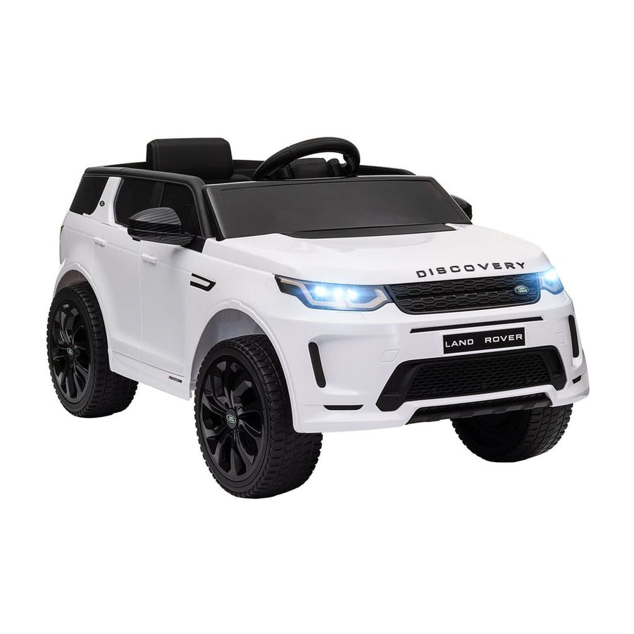 AIYAPLAY Licensed Land Rover Discovery Sport, a white kids electric car with black wheels and tinted windows