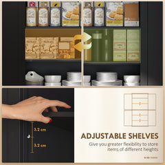 HOMCOM Kitchen Storage Cabinet with Drawer and Adjustable Shelves - Black