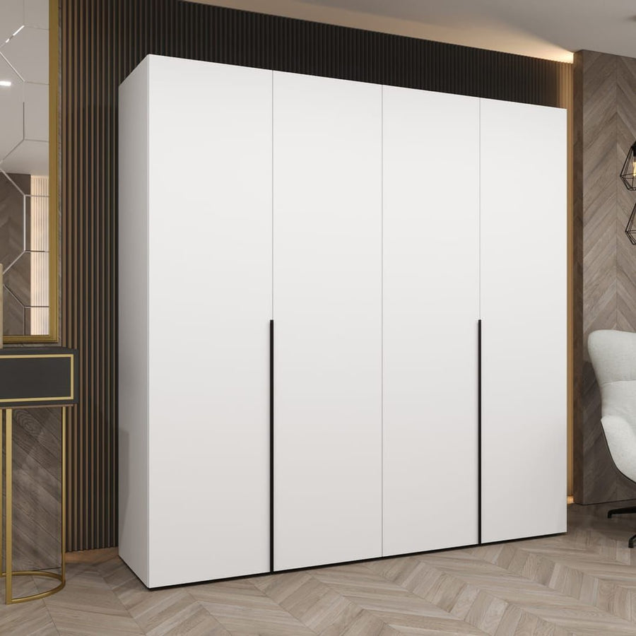 Alicante I Hinged Door Wardrobe 200cm, a large white four-door wardrobe in a room