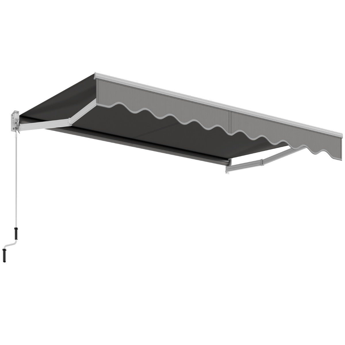 Aluminum Patio Sun Shade with Crank Handle and Water-Resistant Polyester-Grey