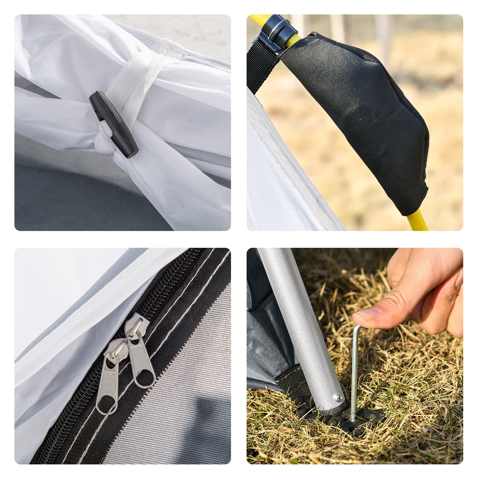 Outsunny 4 Person Automatic Camping Tent, Outdoor Pop Up Tent, Portable Backpacking Dome Shelter, Light Grey