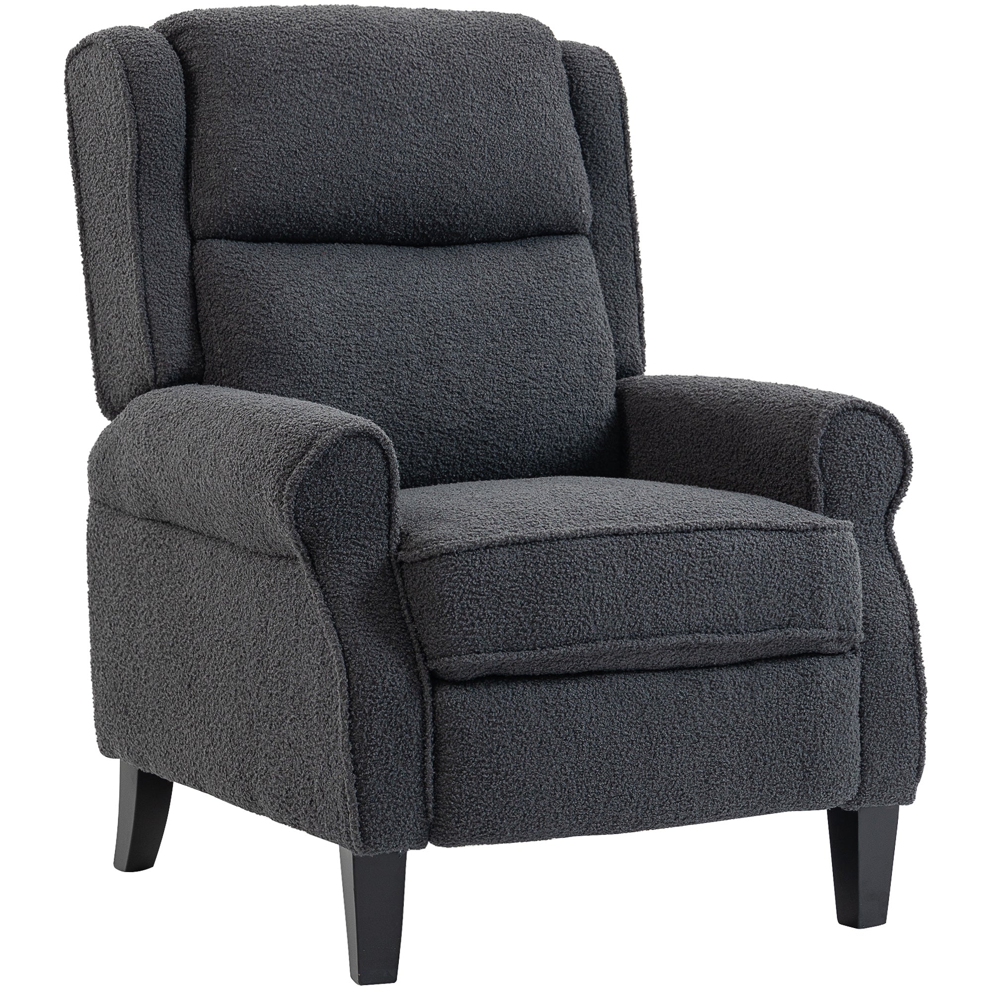 HOMCOM 132° Recliner Armchair, with Extended Footrest - Dark Grey