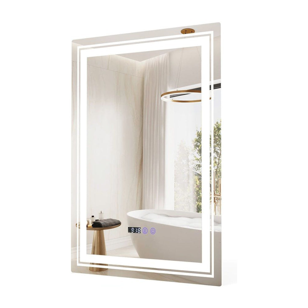 Anti-Fog Bathroom Led Vanity Mirror with 3 Colors 3000-6500K with illuminated border and digital display