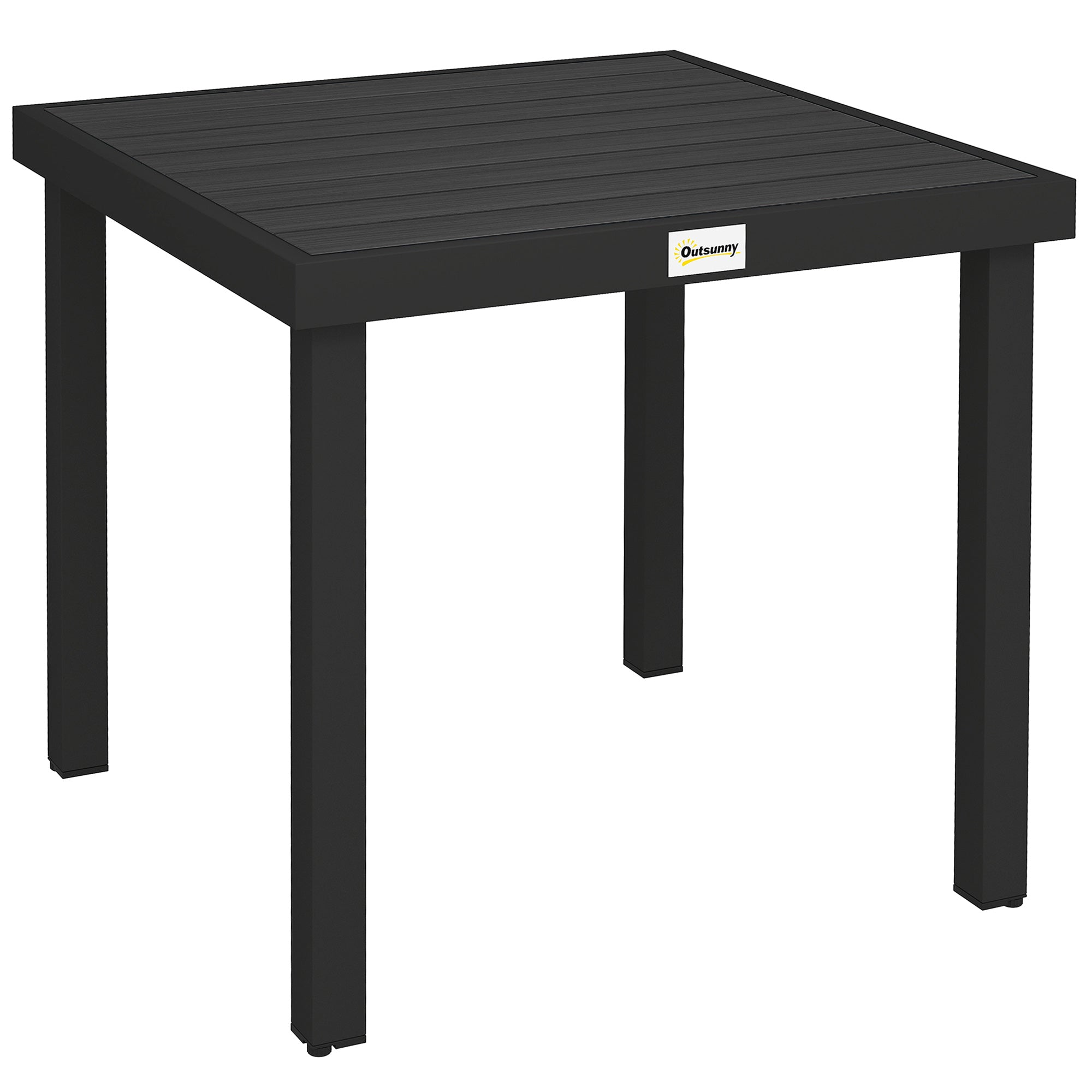 Outsunny 78 cm Garden Dining Table for 4 People, Square Outdoor Coffee End Side Table with Aluminium Legs, Black
