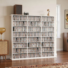 HOMCOM 1032 CD/594 DVD Storage Unit, Blu-ray Media Storage Shelf with 24 Compartments and 18 Adjustable Shelves, White