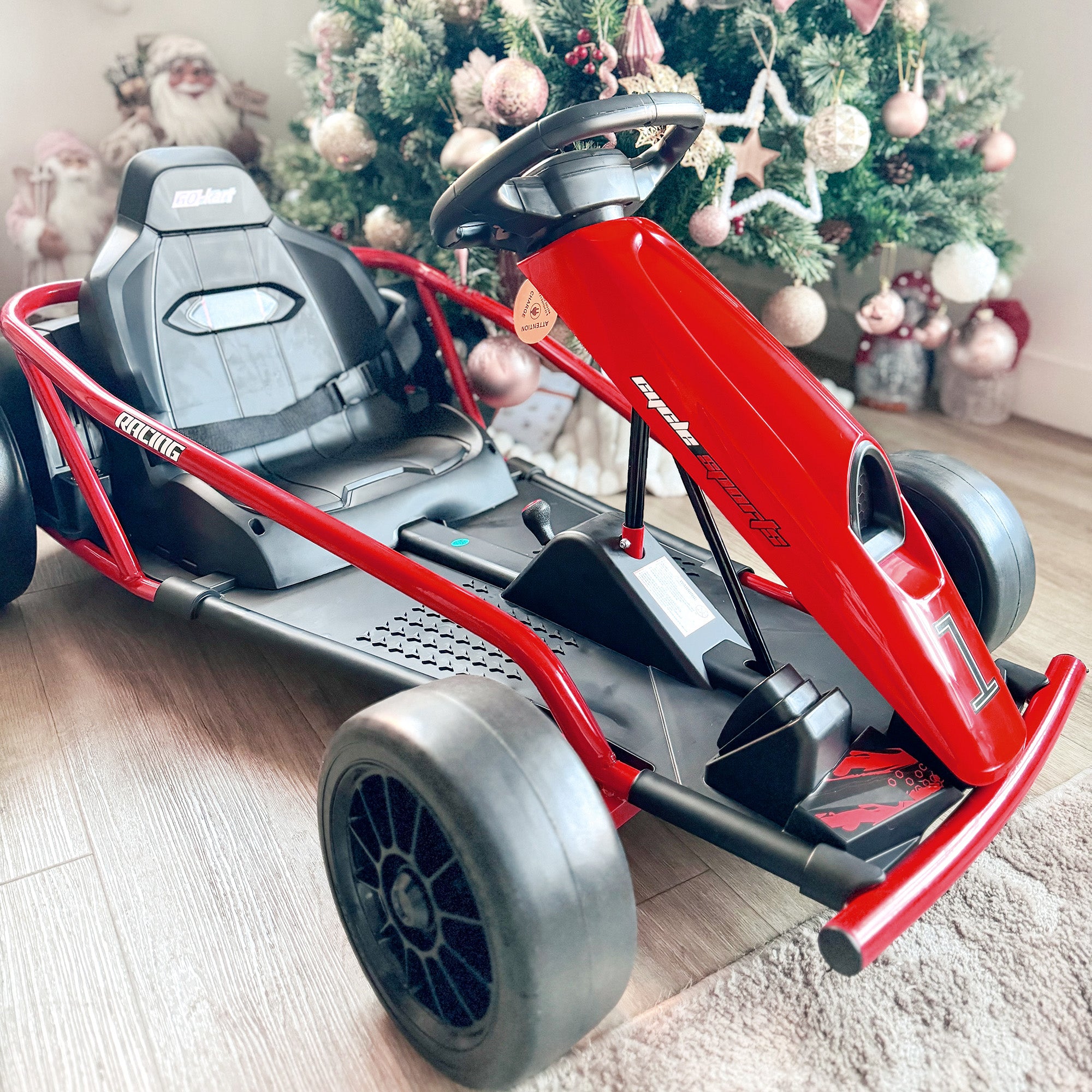 HOMCOM 24V Electric Go Kart for Kids, Drift Ride-On Racing Go Kart with 2 Speeds, for Boys Girls Aged 8-12 Years Old, Red