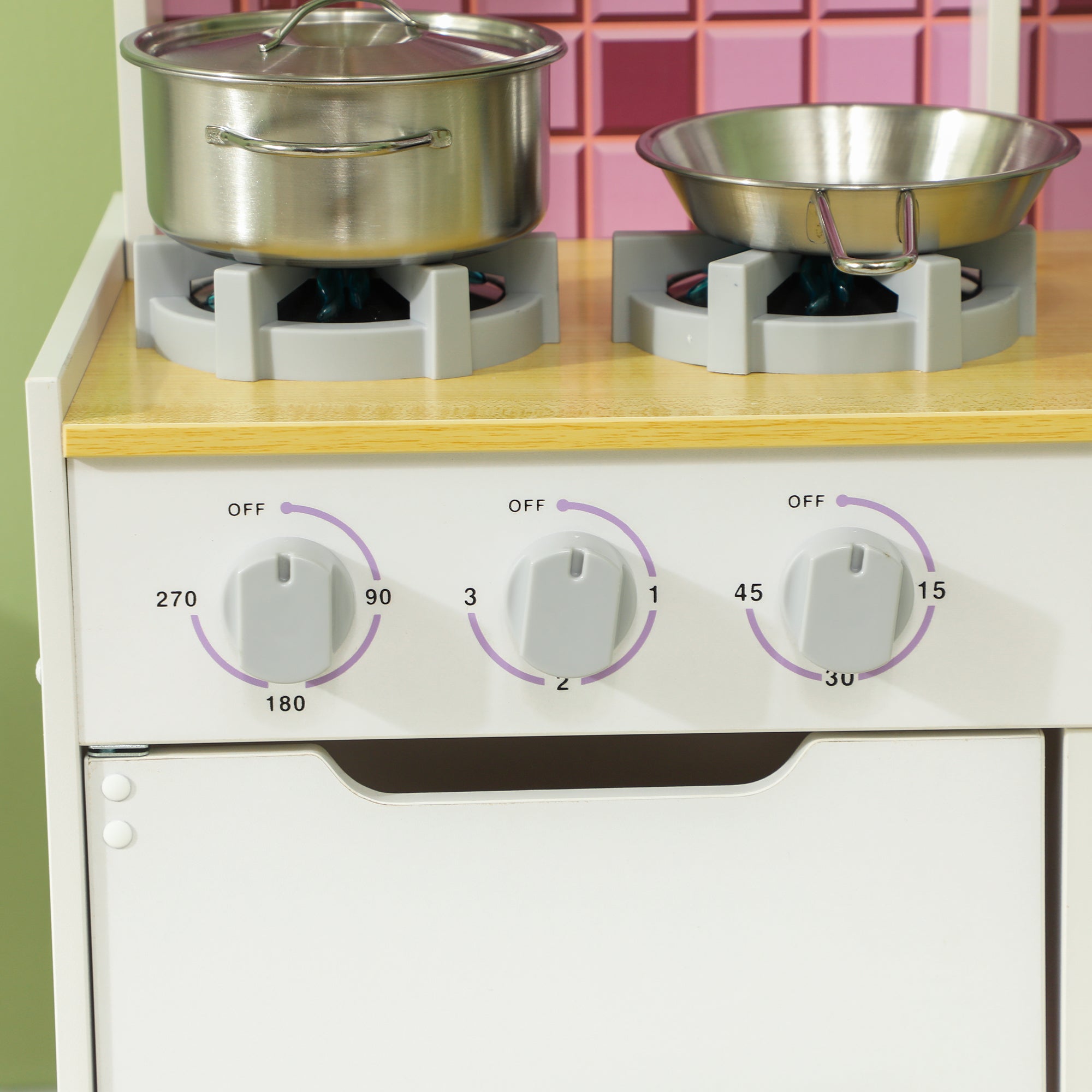 AIYAPLAY Kids Play Kitchen, Pretend Play Kitchen with Realistic Oven, Stove, Sink, Kitchen, Accessories, White