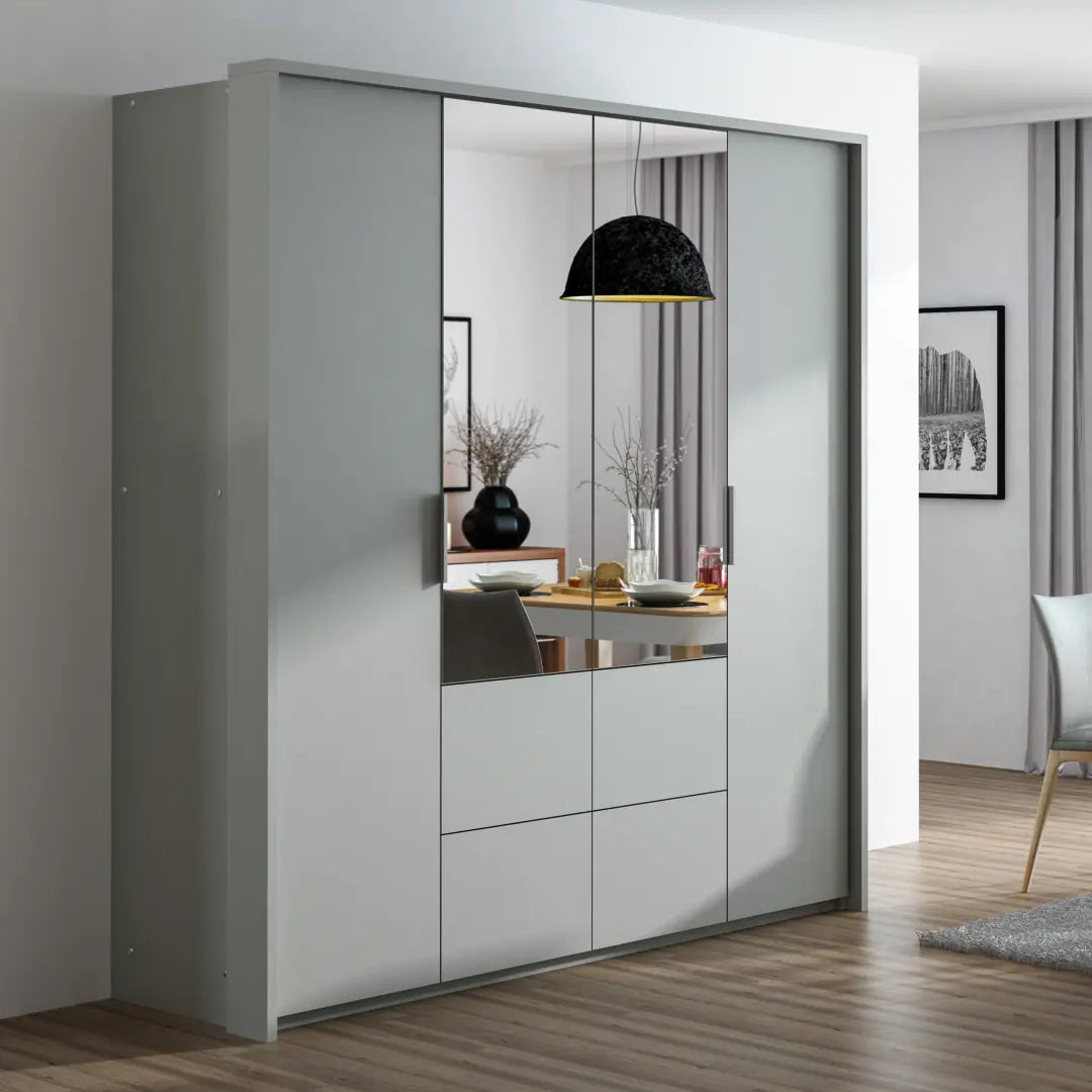 Wieden Hinged Door Wardrobe 208cm in Platinum