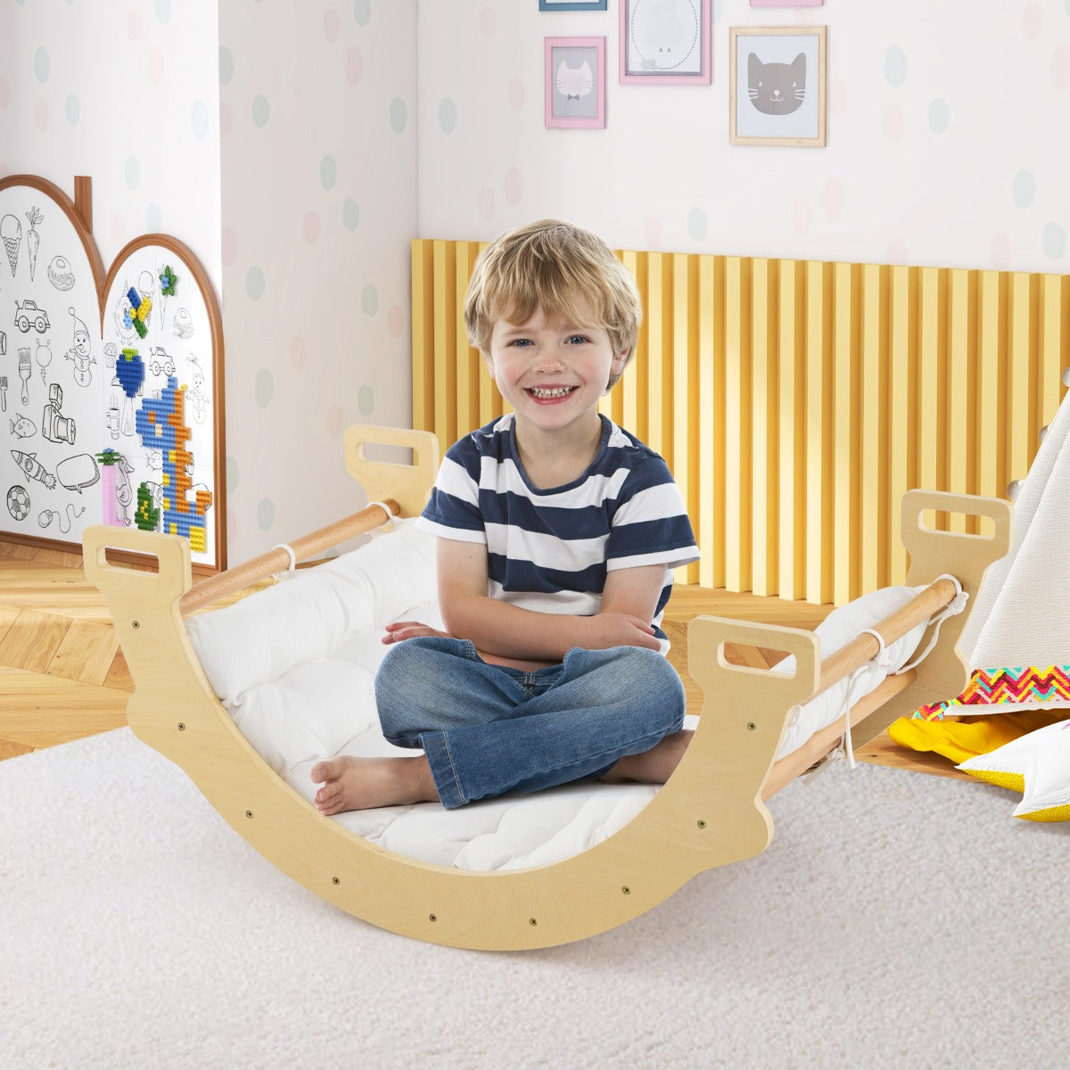2-in-1 Arch Rocker with Soft Cushion-Natural