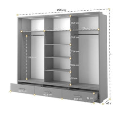 Arti 23 - 3 Sliding Door Wardrobe 250cm - product image 6