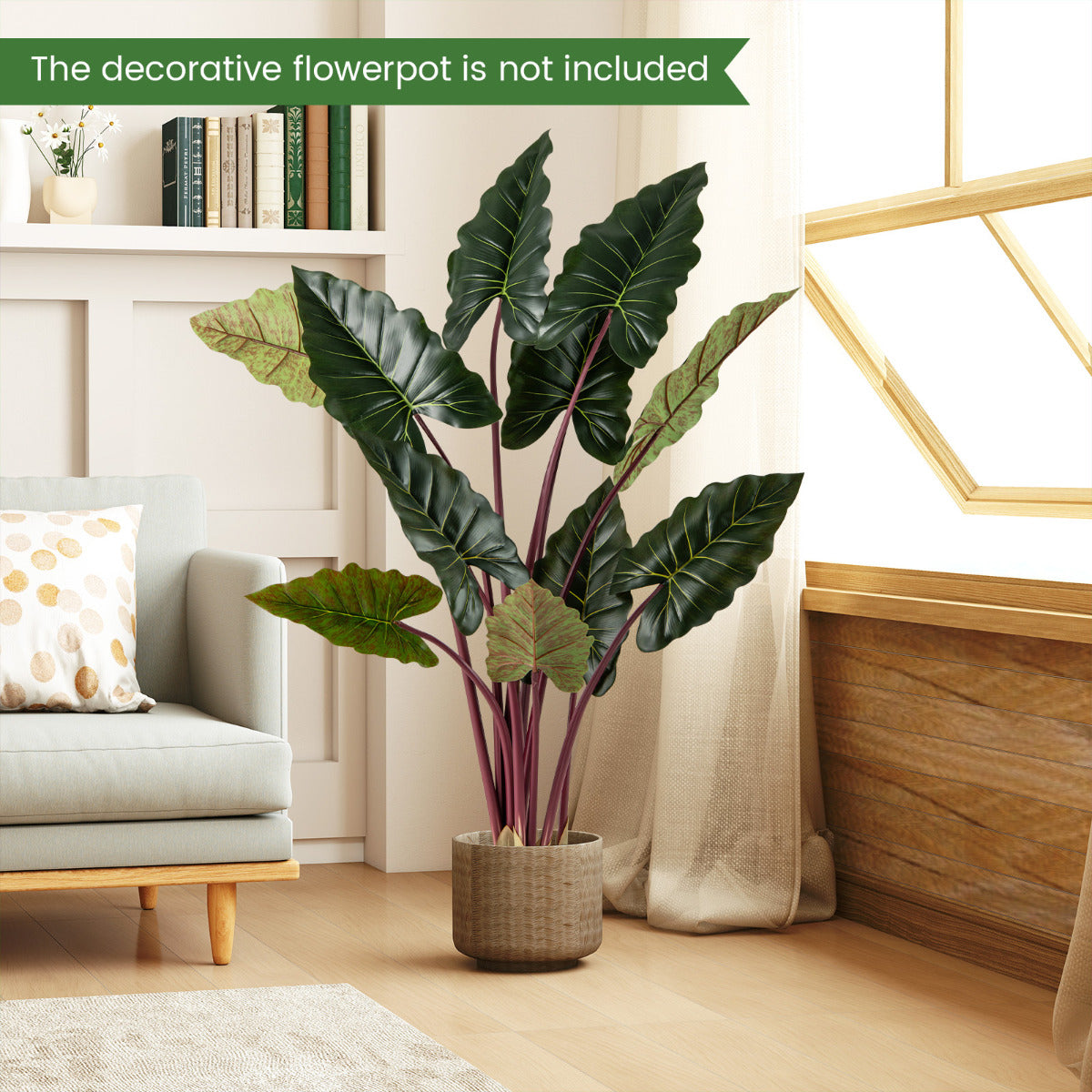 Artificial Rainbow Taro Tree 160cm Tall Fake Pre-potted Plant-1 Pack