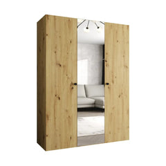 Wood effect hinged wardrobe with a central mirrored door