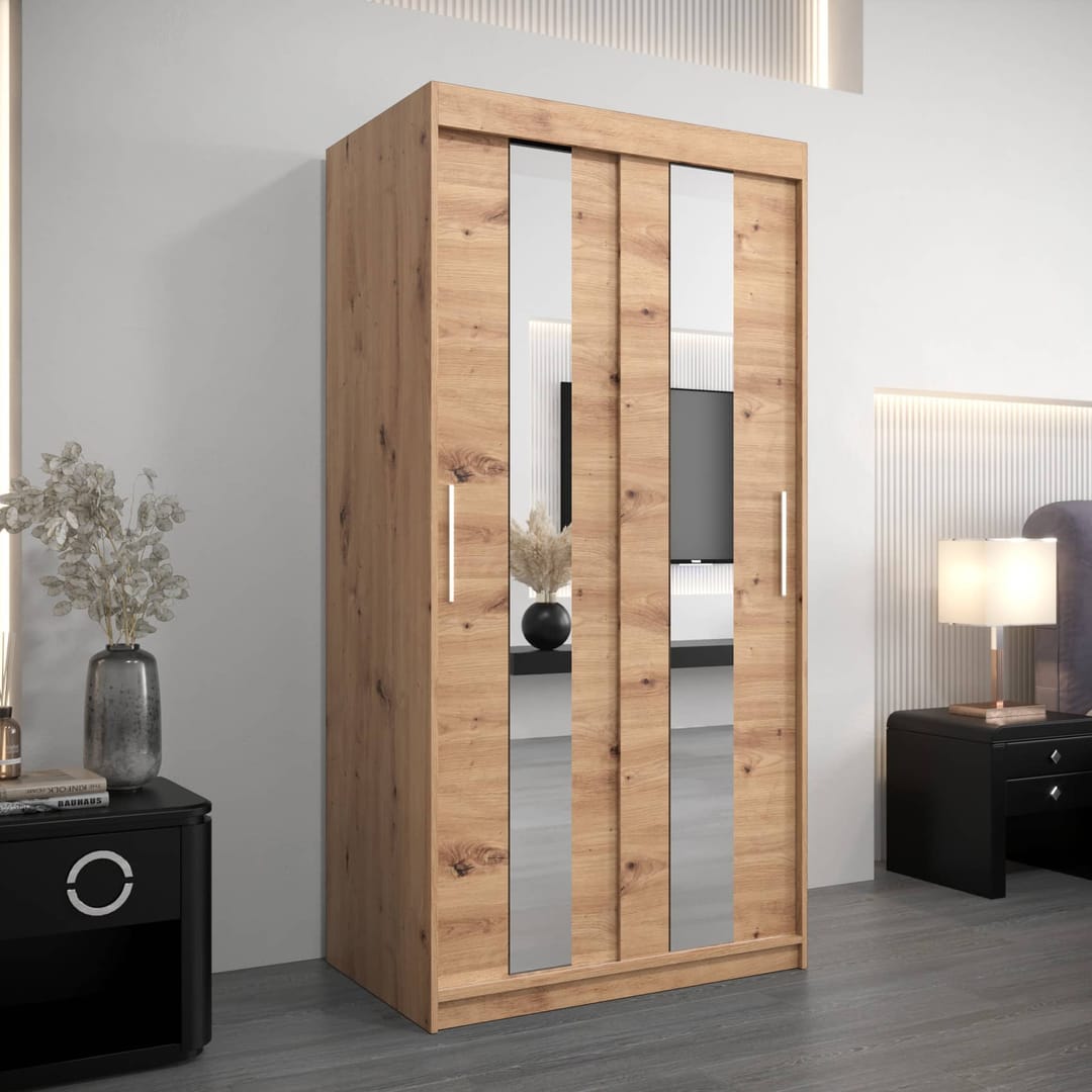 Pole Sliding Door Wardrobe 100cm