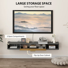 HOMCOM 140 cm Floating TV Stand with Storage - Charcoal Grey