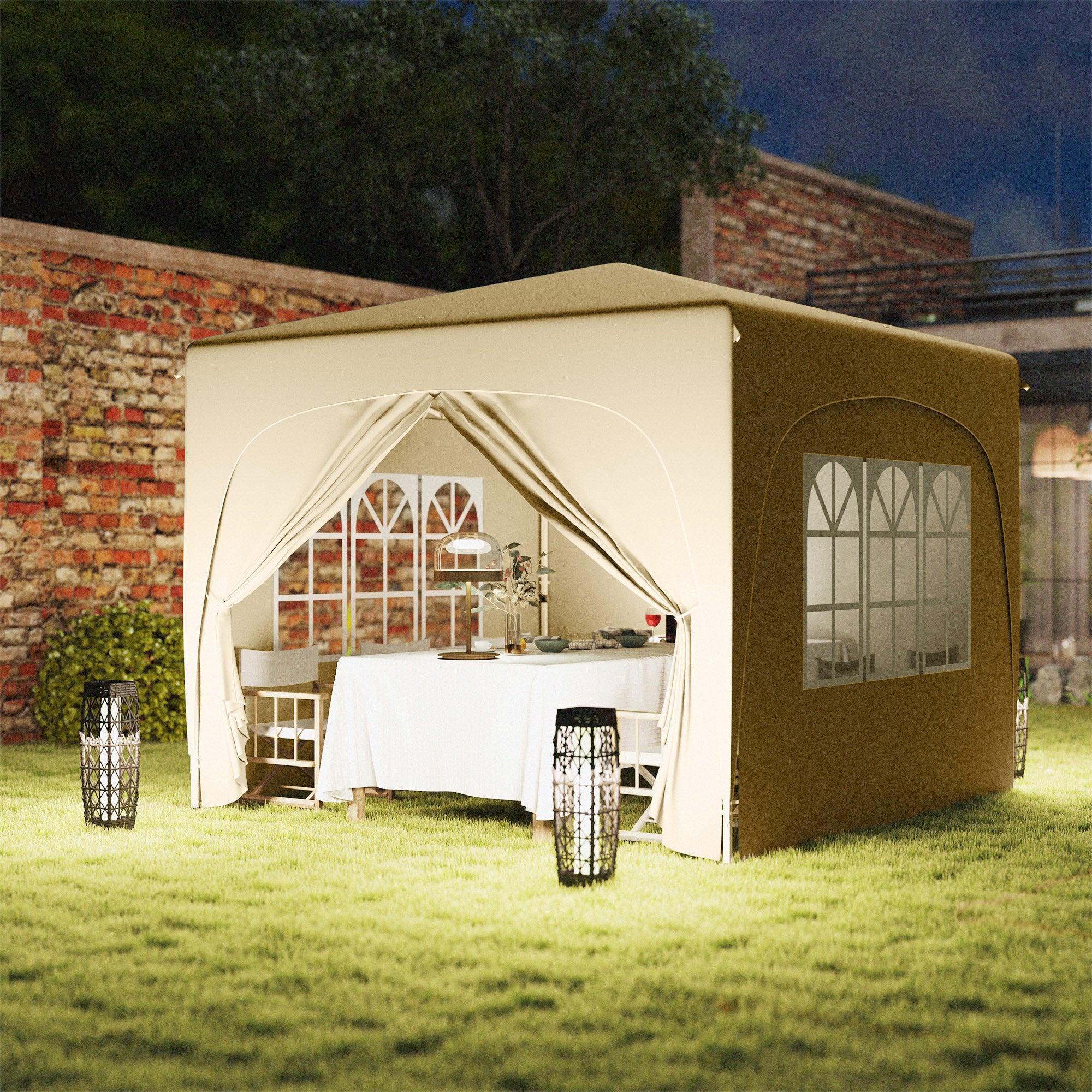 Outsunny 3 x 3m Pop-Up Gazebo Shelter, with Accessories - Sand