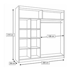 Avantgarde AV1 Sliding Door Wardrobe 200cm - product image 3