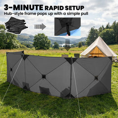Outsunny Camping Windbreak Pop Up Windbreaker Blocker with Ropes Pegs for Beach Caravan Outdoor 480 x 120 cm