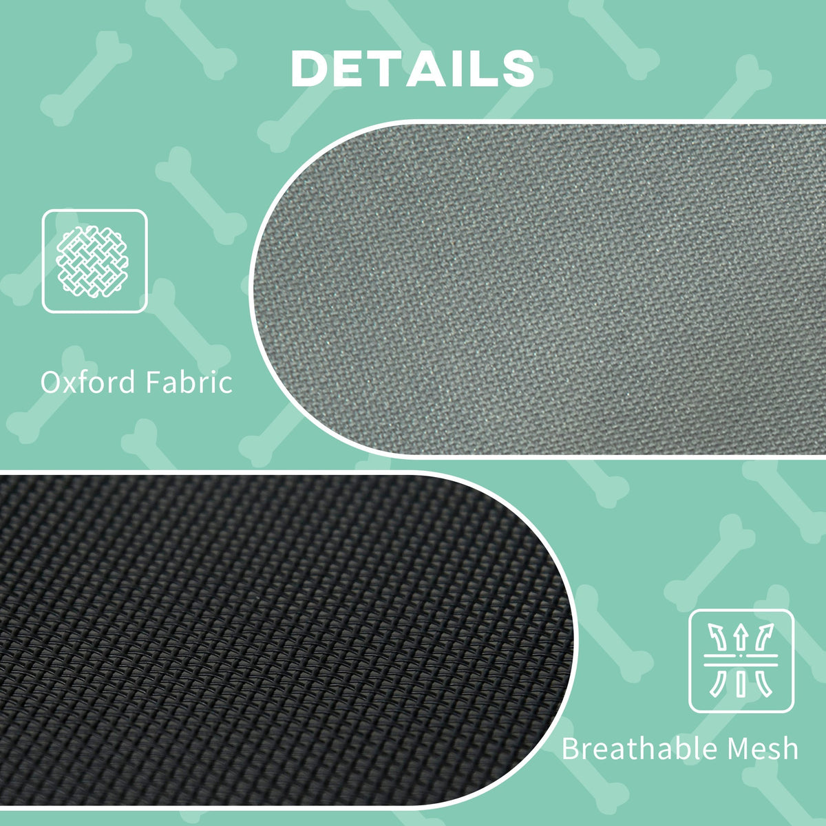 PawHut Outdoor Dog Bed with Removable Canopy, Portable Raised Dog Bed for Camping, Garden & Beach, Water-Resistant UV-Protection Mesh Pet Cot Sun Lounger, for Large Pets, 92 x 76 x 90 cm, Grey