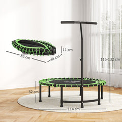 HOMCOM Mini Round Steel Frame Trampoline w/ Adjustable Handle, Green