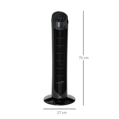 HOMCOM Tower Fan for Bedroom, 30 inch, 6 m/s Powerful Velocity, Standing Floor Fan with 70° Oscillating and 3 Speeds for Home Office Indoor, Black