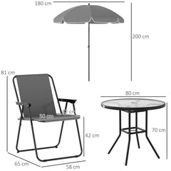 Outsunny 4 Seater Garden Furniture Set, 6 Pieces Garden Table and Chairs with Parasol, Outdoor Garden Dining Set with Folding