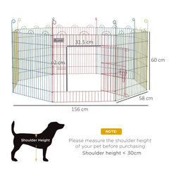 PawHut Pet Playpen Crate, with Eight Panels, Door, for Indoors and Outdoors, 60H x a156cm