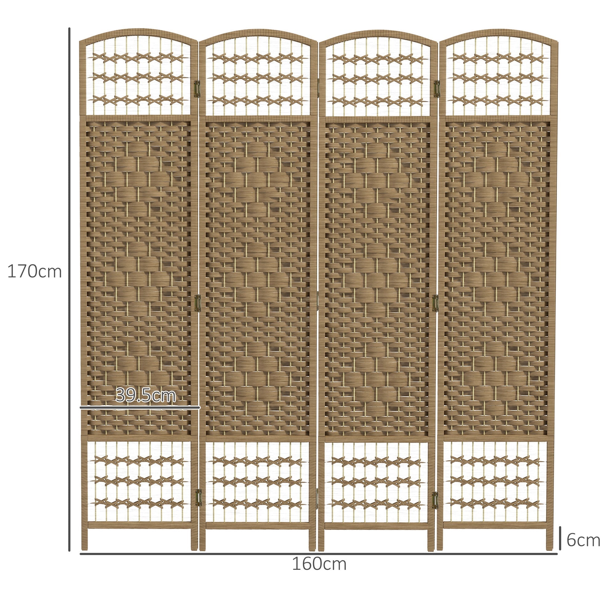 HOMCOM 4 Panel Folding Room Divider, Privacy Screen, Paravent Partition Separator for Living Room, Bedroom, Natural