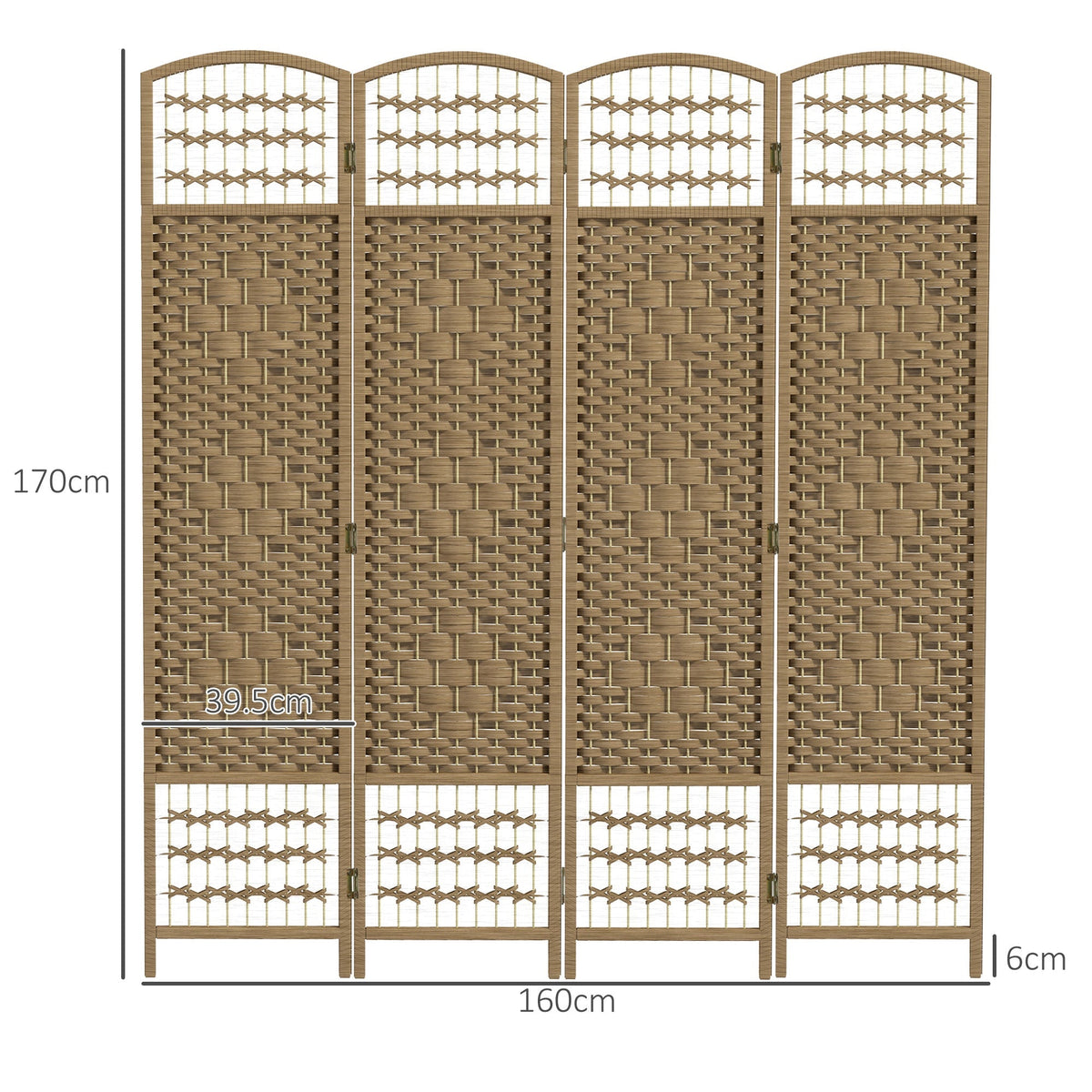 HOMCOM 4 Panel Folding Room Divider, Privacy Screen, Paravent Partition Separator for Living Room, Bedroom, Natural