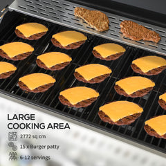 Outsunny Five-Burner Steel Gas Grill, with Thermometer - Black - product image 4