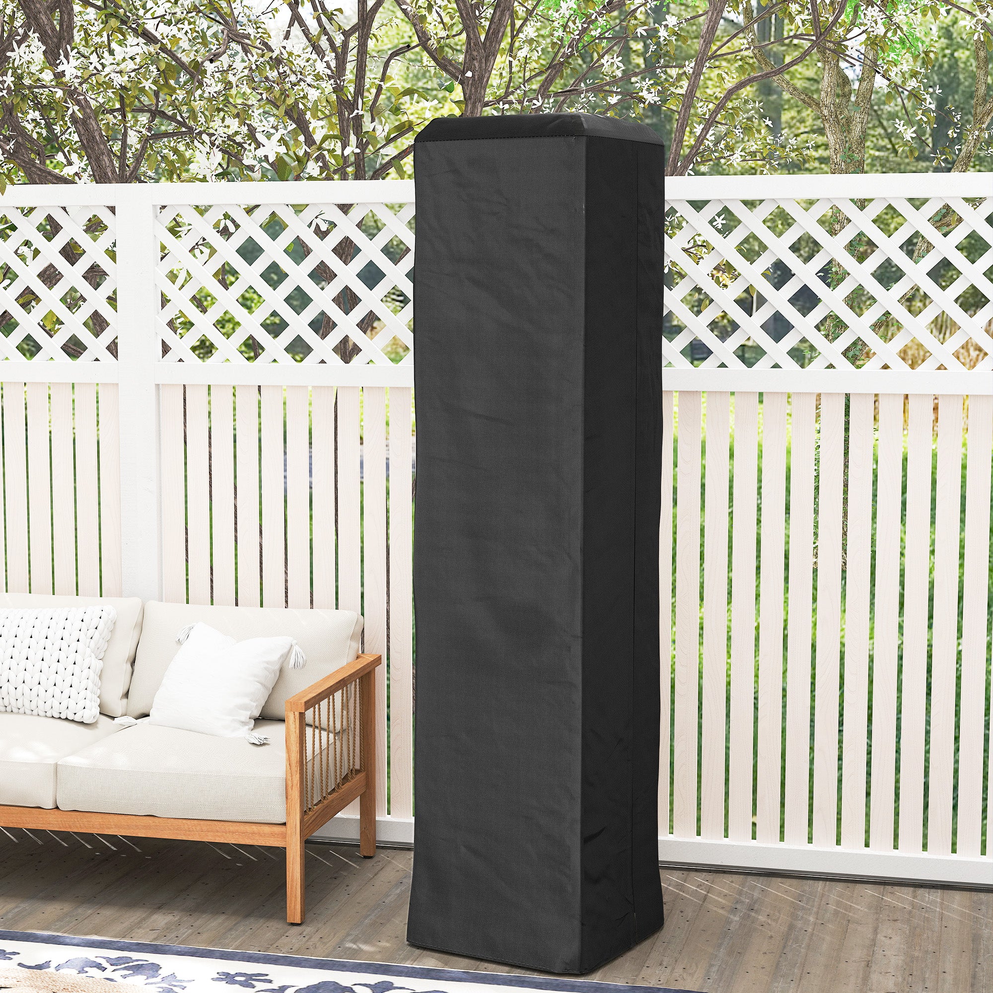 Outsunny Heavy Duty Gas Pyramid Patio Heater Cover, Full Length Outdoor Heater Cover Protector, UPF 30+ Oxford Fabric with Zipper, Black