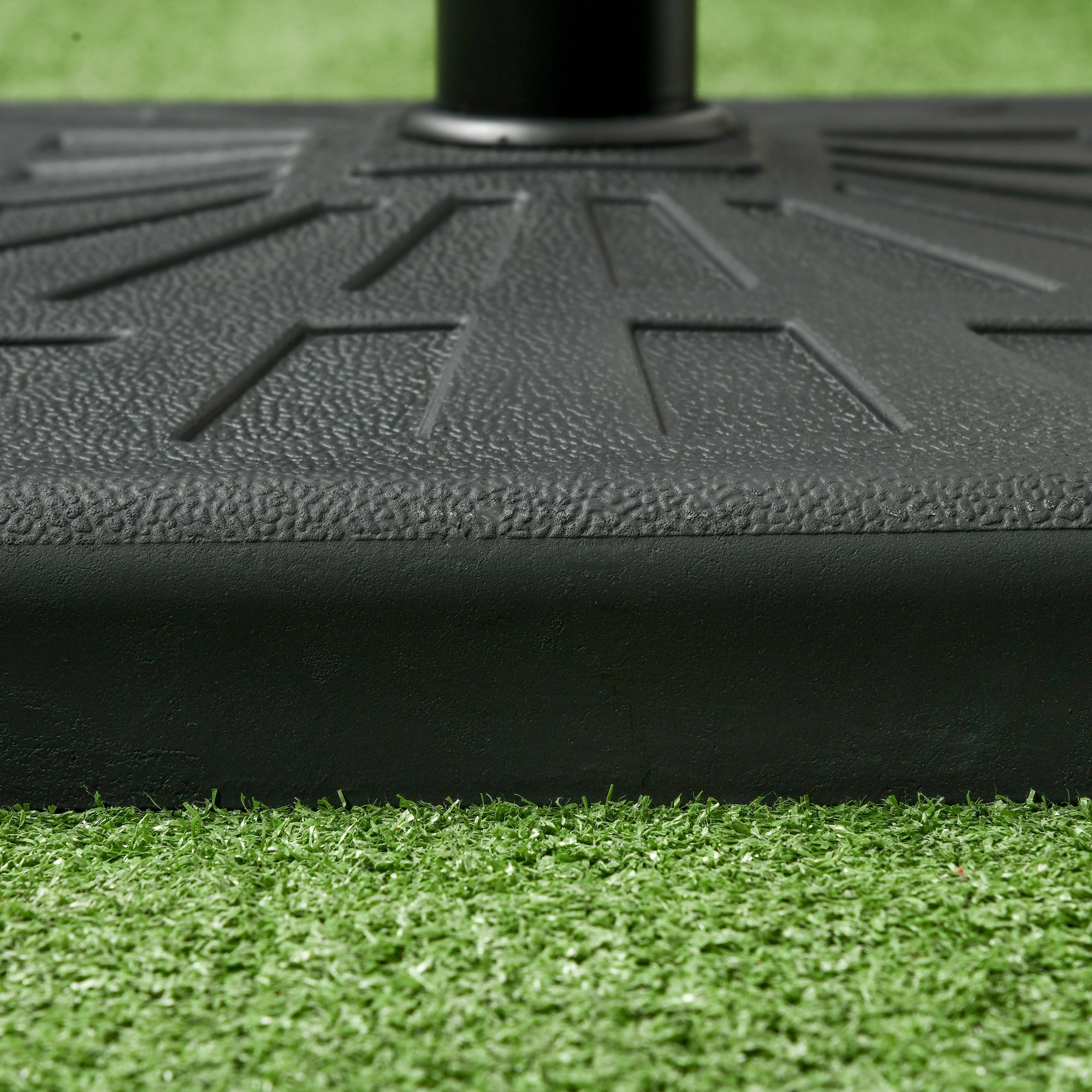 Outsunny 19kg Resin Garden Parasol Base Holder, Square Outdoor Market Umbrella Stand Weight for Poles of 32mm, 38mm, and 48mm, Black