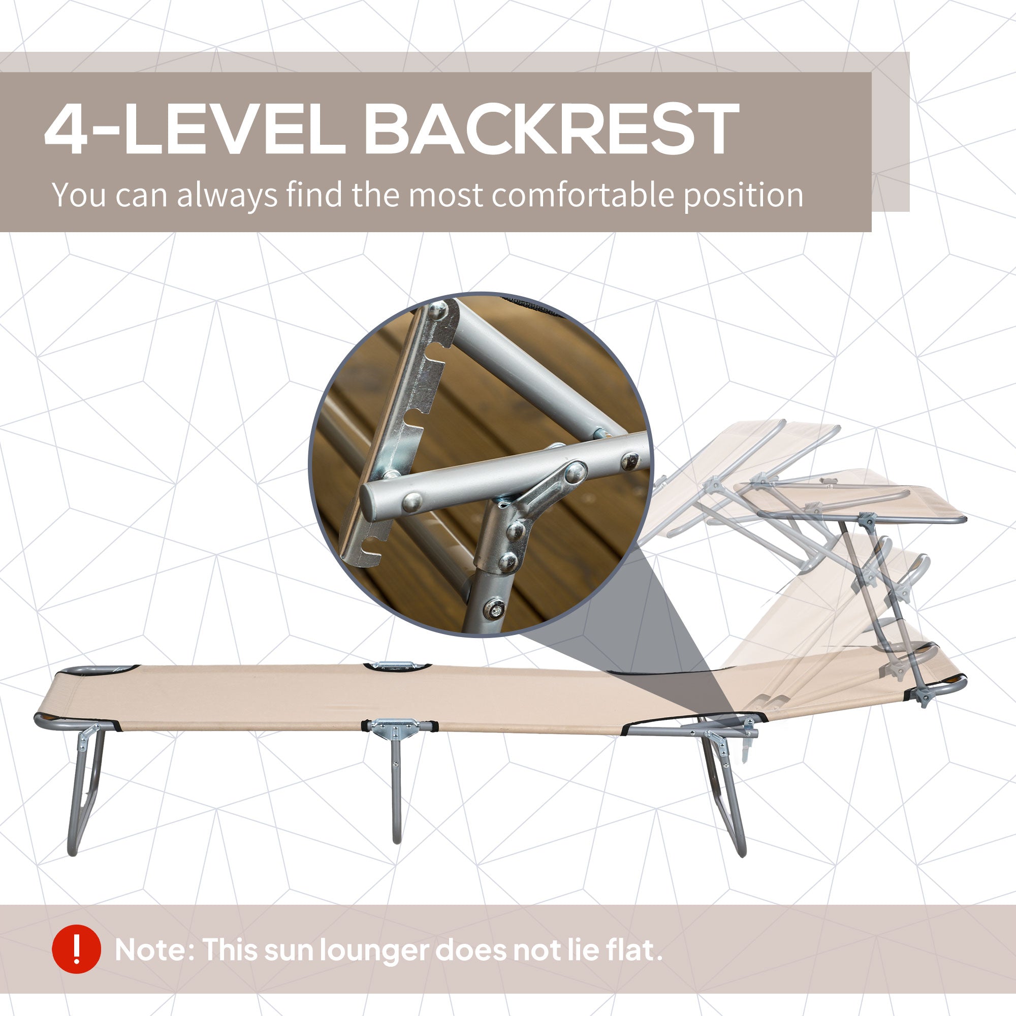 Outsunny Outdoor Foldable Sun Lounger Set of 2, 4 Level Adjustable Backrest Reclining Sun Lounger Chair with Angle Adjust Sun Shade Awning for Beach, Garden, Patio, Sand