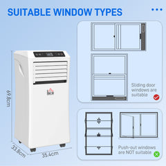 HOMCOM 9000 BTU Air Conditioning Unit, 3-in-1 Portable Air Conditioner, Dehumidifier, Cooling Fan with Remote Control, Digital Display, 2 Speeds, 24H Timer, Window Venting Kit, 28m²