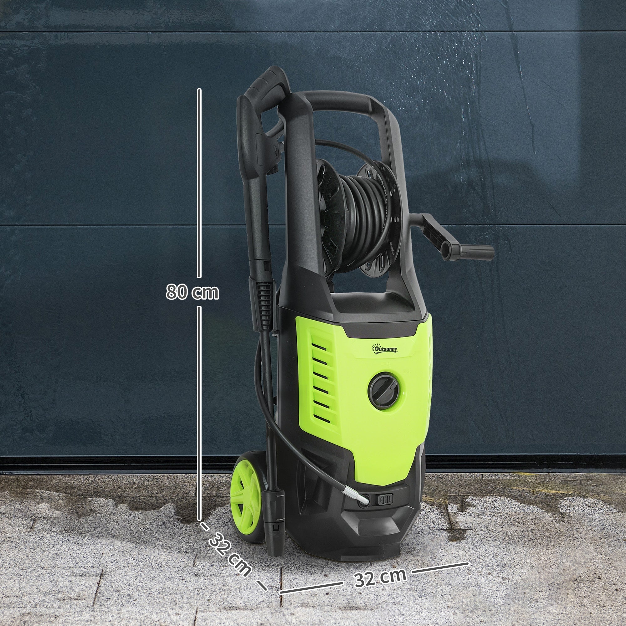 Outsunny 2200W HighÂ PressureÂ Washer, 170 Bar Pressure, 420 L/h Flow, Portable Electric Power Washer Jet Wash Cleaner with Adjustable Nozzle 6M Hose and Hose Reel for Home Patio Car Driveway