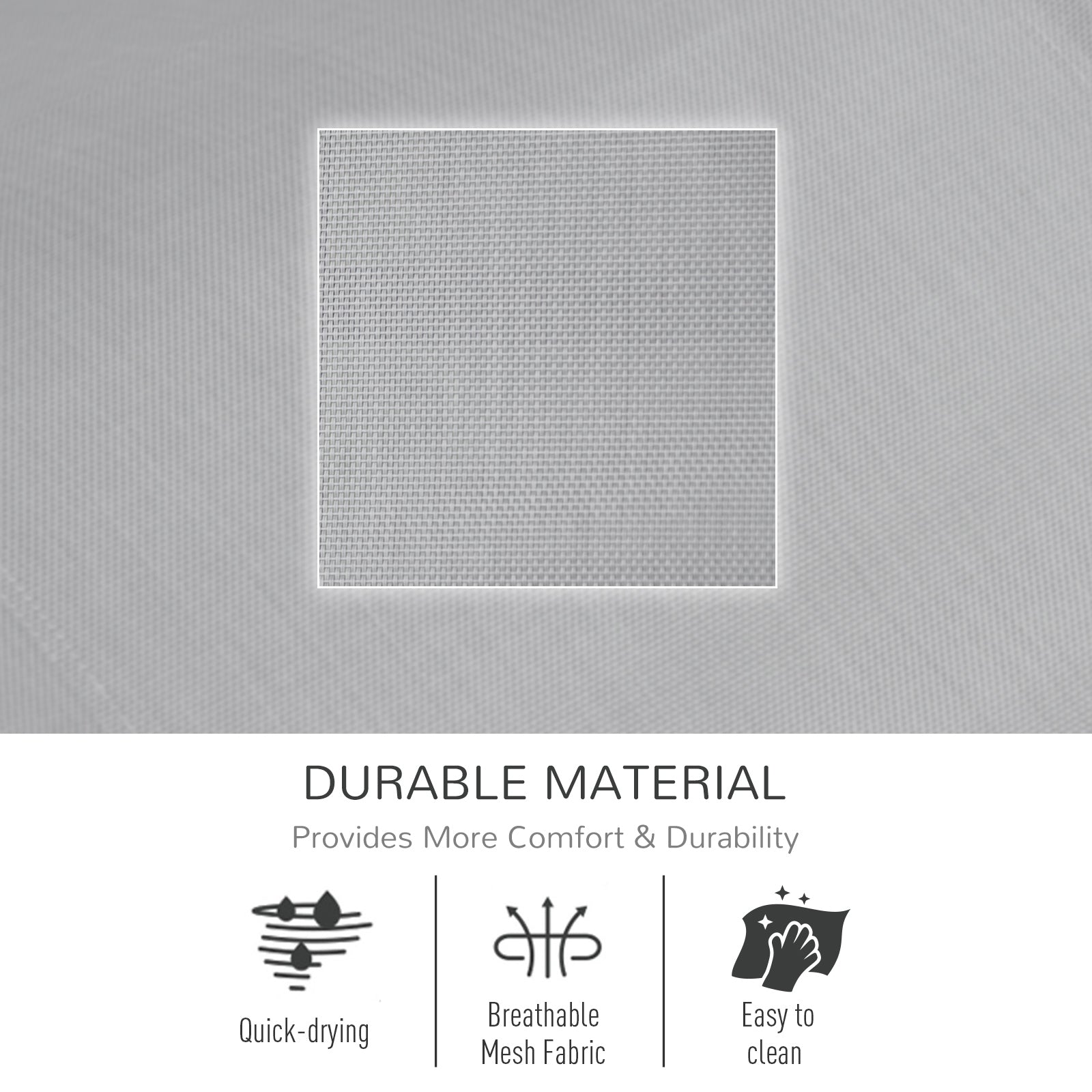 Outsunny 2PCs Outdoor Garden Rocking Chair, Patio Sun Lounger Rocker Chair with Breathable Mesh Fabric, Removable Headrest Pillow, Armrest, Side Storage Bag, Grey