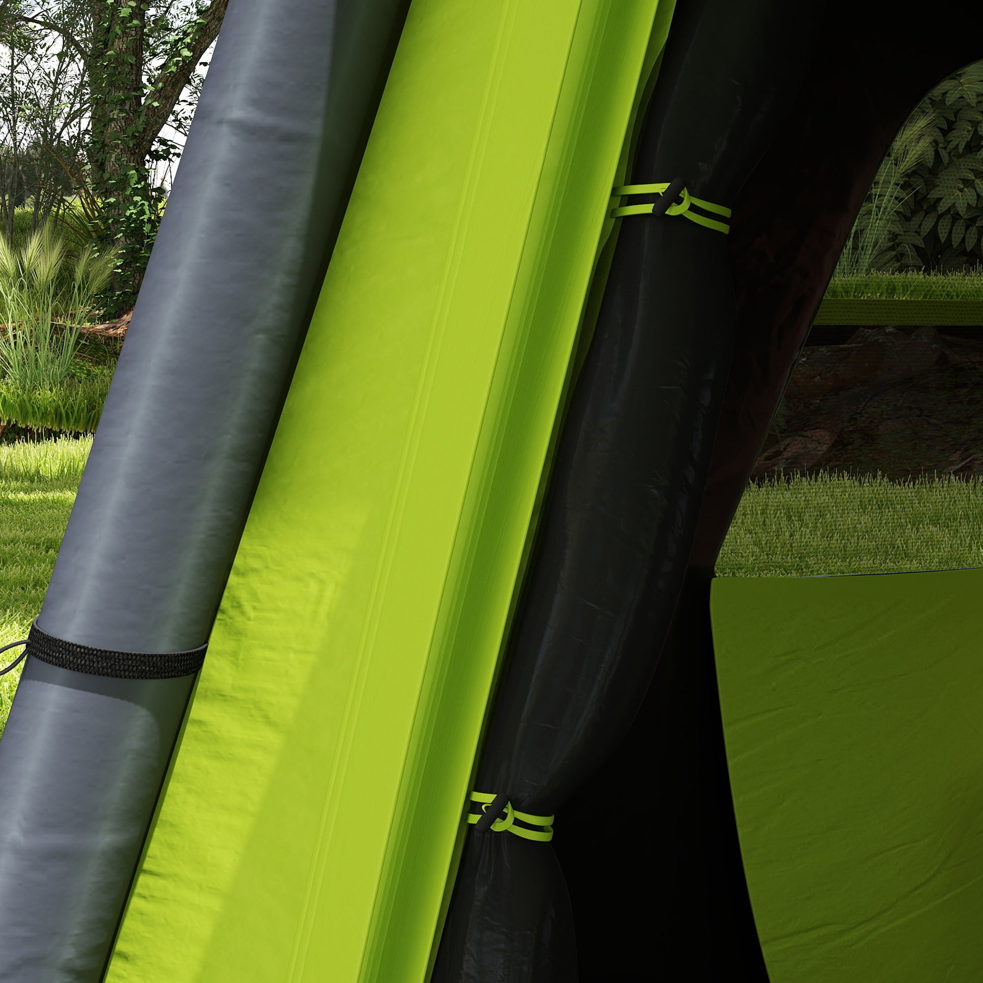 Outsunny Inflatable Camping Tent w/ Hand Pump, Easy Setup 1/2 Person Blow Up Tent Waterproof 190T Taffeta w/ Mesh Windows, Doors and Carry Bag, Green