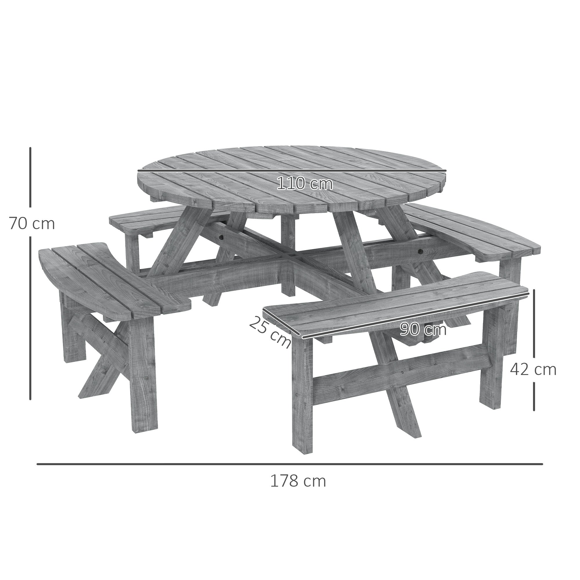 Outsunny 8-Seater Wooden Picnic Set-Fir Wood