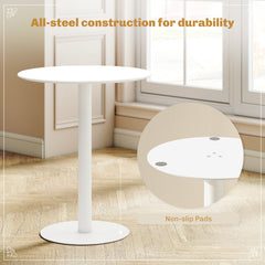 HOMCOM Dining Table, Round Kitchen Table with Steel Base for Living Room, Dining Room, 60 x 60 x 72cm, White
