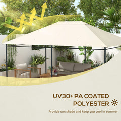 Outsunny 3 x 4m Gazebo Canopy Replacement Cover, Gazebo Roof Replacement (TOP COVER ONLY), Cream White